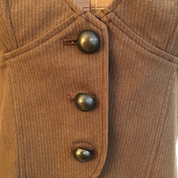 Brown Tailored Pinstripes Button Front Vest - Picture 2 of 13